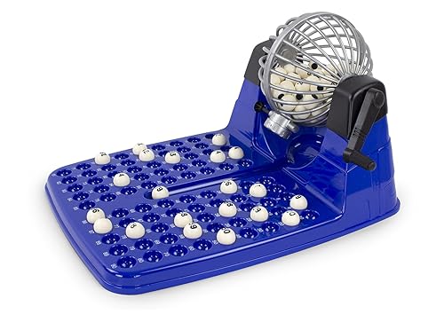 Chicos - Bingo Lotería automática con 48 cartones y 90 Bolas imborrables, Incluye fichas de Juego, 20805, Azul, 23.5 x 31 x 17 cm