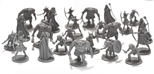 DND Enemies Minis 25 miniaturas de fantasía para juegos de rol de mesa/mazmorras y dragones – Bulk Minis sin pintar – Juego de iniciación de figuras de monstruos – Compatible con D
