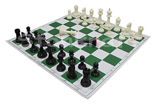 StonKraft - 43x43 cm Juego de ajedrez Plegable de Vinilo de Torneo de con Piezas de plástico sólidas (con una Reina Extra) - Ideal para Jugadores Profesionales de ajedrez