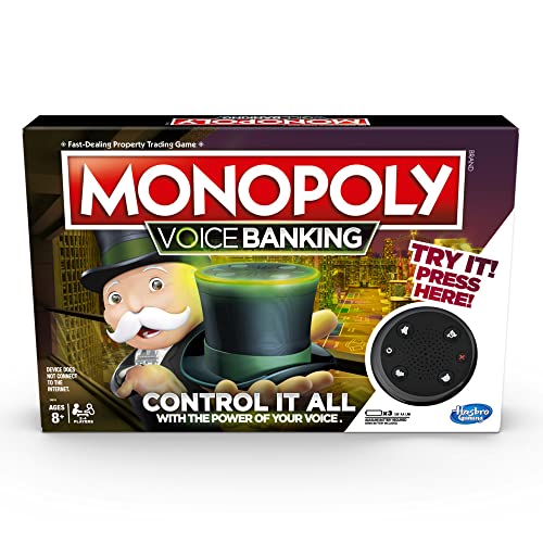 Hasbro Gaming- Monopoly Voice Banking Electrónico Juego de mesa familiar para edades de 8 y más, Idioma Inglés, Multicolor (E4816) , color/modelo surtido