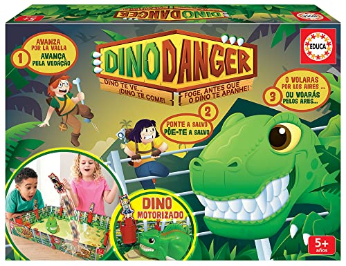 Educa - Dino Danger Juego de Mesa Infantil. Divertido y emocionante Juego de Tablero, escapa del dinosario y Evita Que te Coma. (19450)