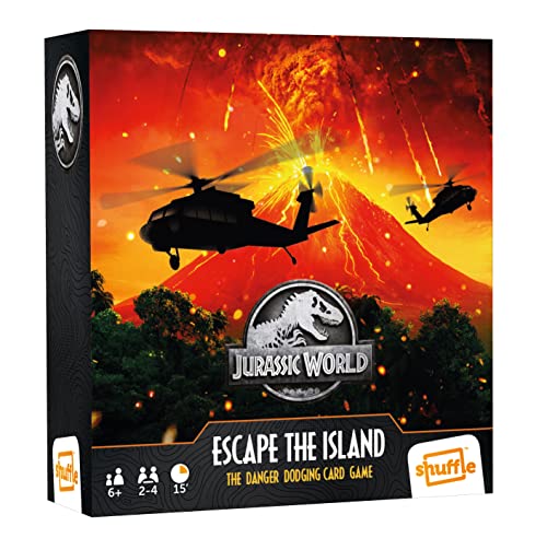Shuffle Escape The Island. Juego de Cartas basado en la pelicula Jurassic World, 2 a 4 Jugadores a Partir de 6 años