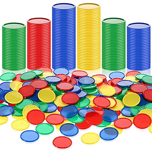 Skylety 400 Fichas de Póquer de Plástico Tarjeta de Fichas en Blanco de Contadores de Aprendizaje Pequeños de 4 Colores 1 Pulgada para Juego Matemáticas Recompensa