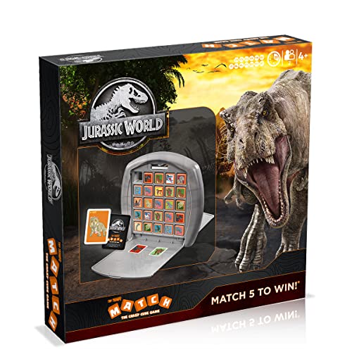 Match Parque Jurasico - Juego de Mesa para Niños de Top Trumps – Conecta en Línea a 5 de tus Dinosauritos Favoritos de Jurassic World