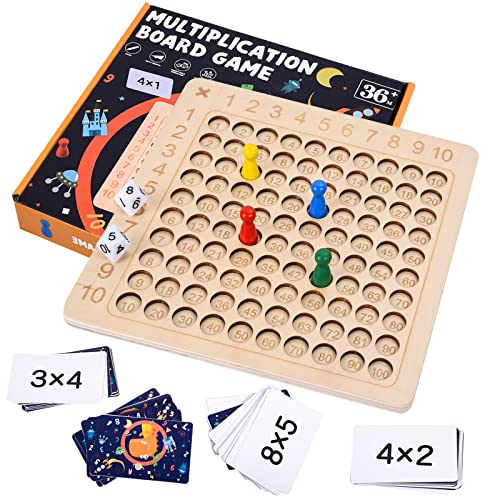 FORMIZON Tablero De Multiplicación Montessori, Tabla de Multiplicar Juego, Juego de Mesa Montessori, Puzzle Matemático Juguete Educativo Infantil Aprendizaje Madera para Más de 3 Años Niños