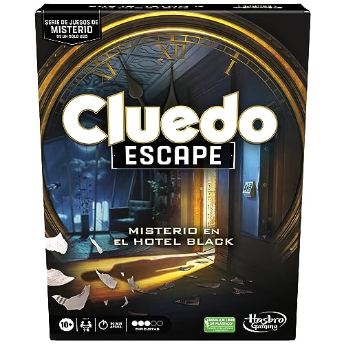 Juego de Mesa Cluedo Escape: Misterio en el Hotel Black, Juegos Estilo Escape de la Habitación de un Solo Uso para 1 a 6 Jugadores, Juegos cooperativos de solución de Misterio
