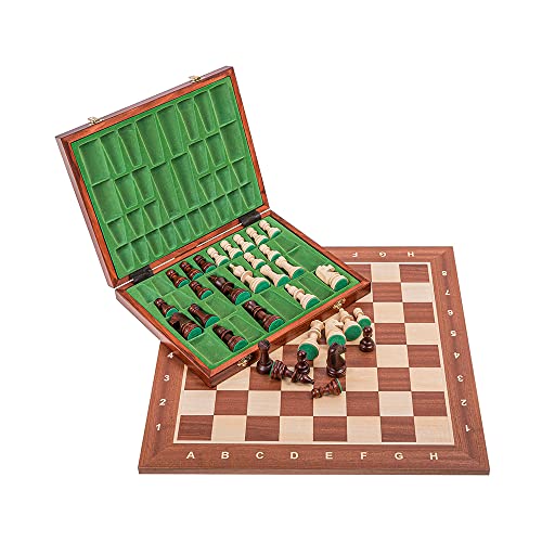 Square - Profesional Ajedrez de Madera Nº 5 - Caoba Lux - Tablero de ajedrez + Figuras - Staunton 5
