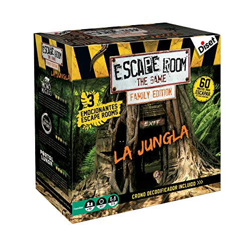 Diset - Escape Room The Jungle family edition, Juego de mesa familiar que simula una experiencia Escape Room a partir de 10 años