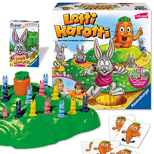 Ravensburger 20851 Lotti Karotti + Juego de Cartas de cuarteto para niños y Adultos, 2 – 4 Jugadores, a Partir de 4 años [Exclusivo en Amazon]