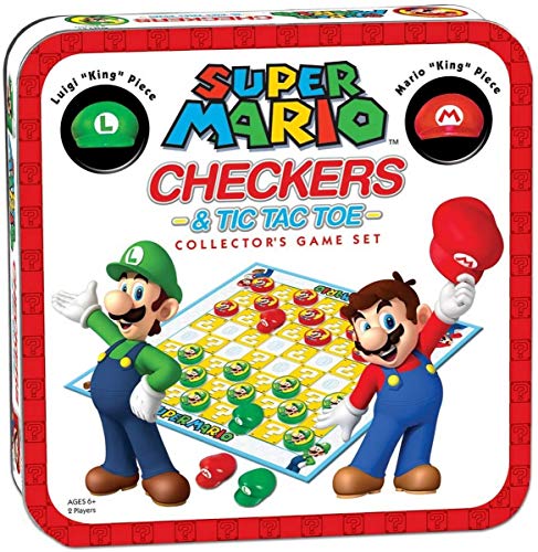 USAopoly USOCM005191 Bros Super Mario Combo Checkers/Tic TAC Toe Lata