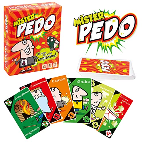 Míster Pedo- Juegos de cartas Explosivos, juego de mesa para niños 8 años o más, Imita Los Pedos Más Apestosos, Dinámico y Divertido